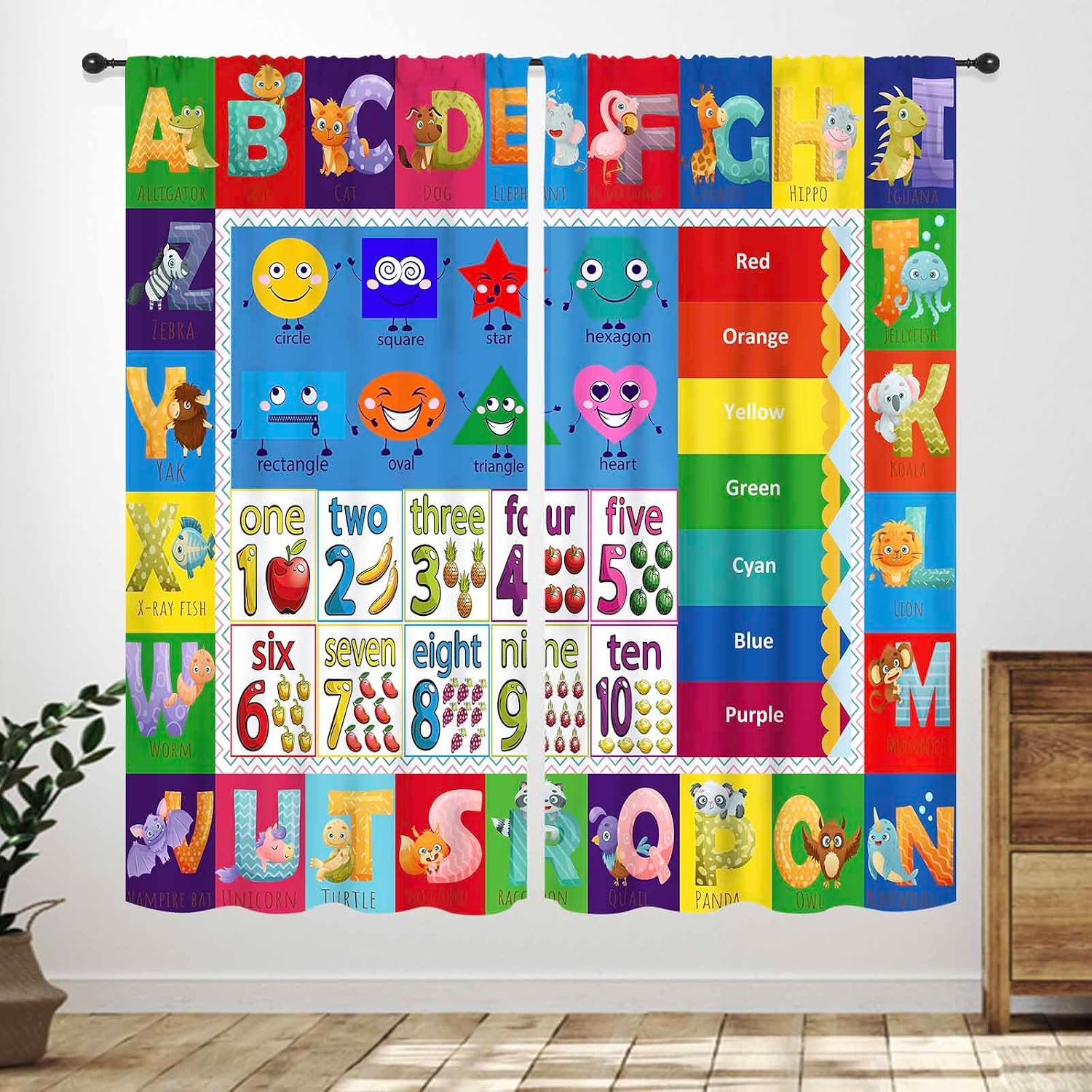 Abc Kids Early Education - Pannelli per Tende con Numeri e